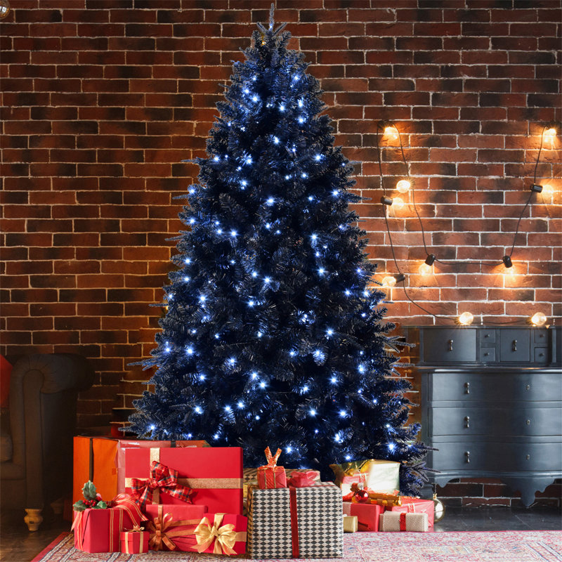 7.5Ft Christmas Tree With 500 White LED Lights, Blue, 7.5' H