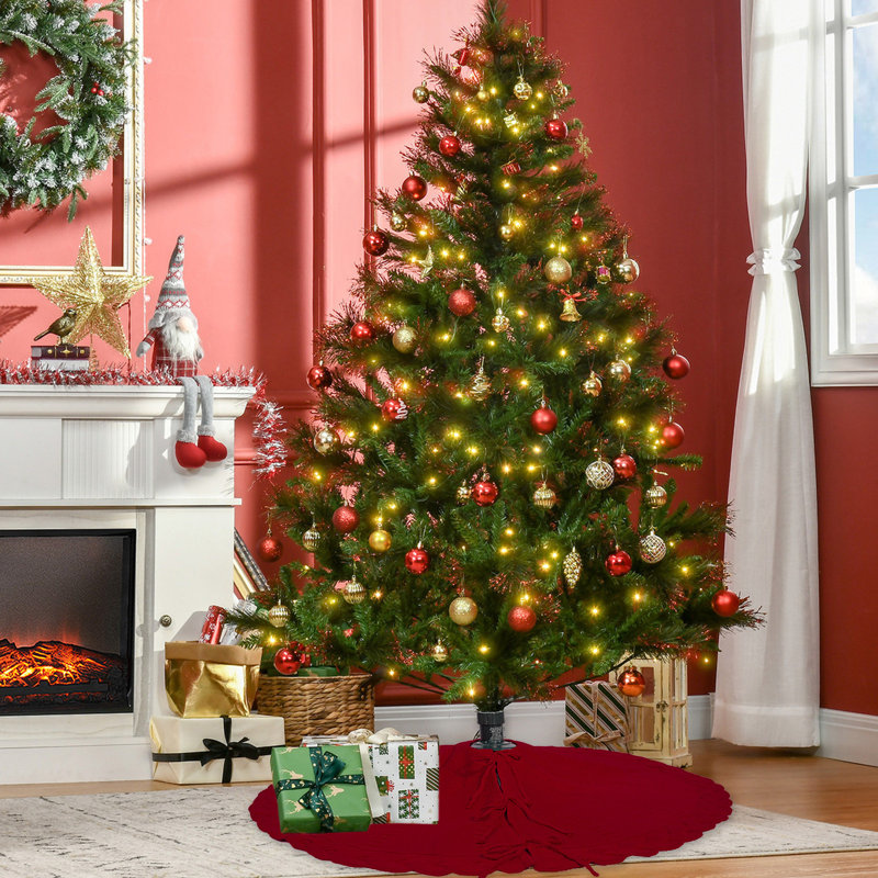 Jupe d'arbre de Noël en tricot rouge, Red