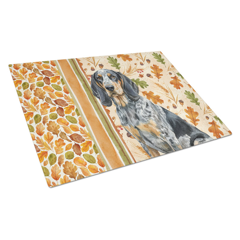 Bluetick Coonhound Heirloom Fall Glass Cutting Board