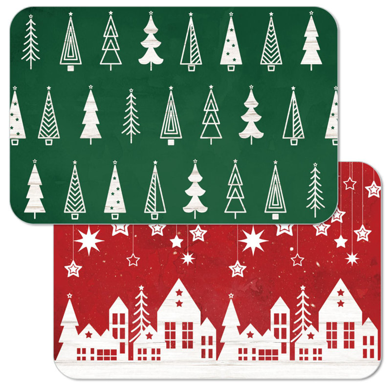 Napperons scandinaves réversibles rectangulaires Holiday Trees