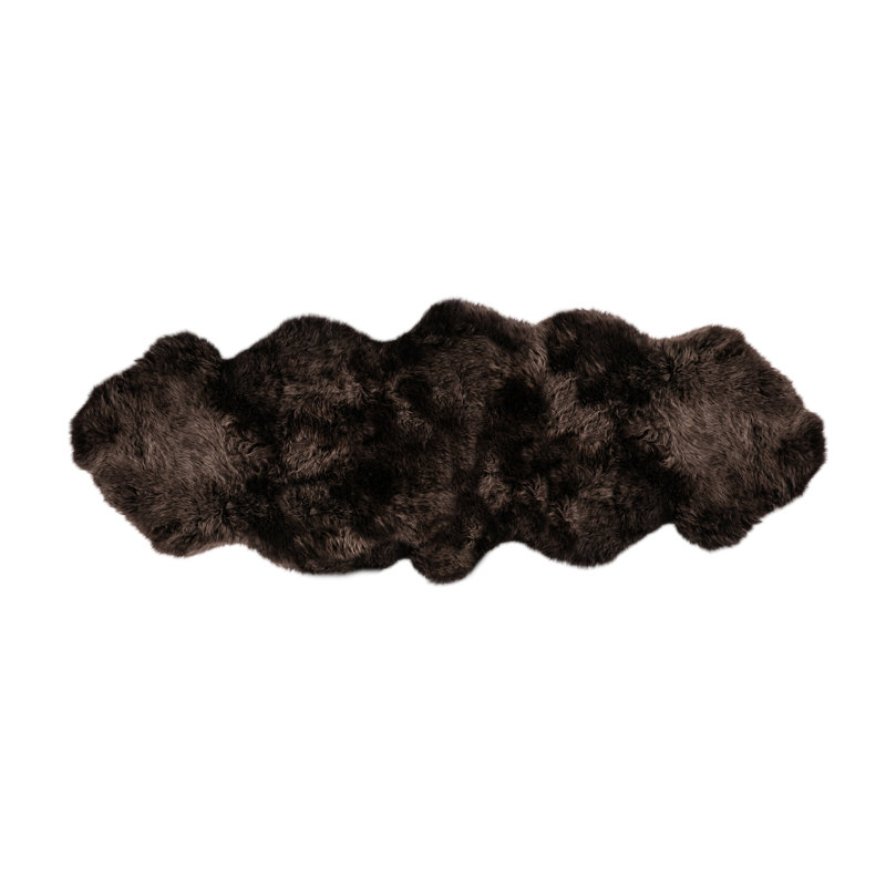  Long Wool Sheepskin Rug 2'x6' – Double Pelt Natural Wool Rug with Plush Texture for Indoor Decor