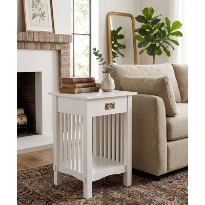 Solid Wood End Table with Storage