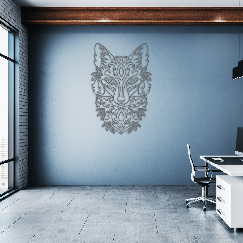 Art mural abstrait avec des loups - ACM, H 46 po x l 30,7 po x P 0,25 po, Blanc