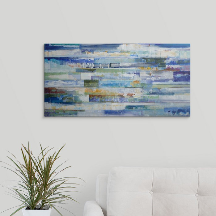 «Glensperth Midnight to Pistachio» par Jill Martin - impression d'art graphique, Cadre noir, H 20 po x l 32 po x P 1 po