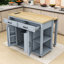 Îlot de cuisine extensible avec prises de courant intégrées, 2 tiroirs et armoire-1857215000