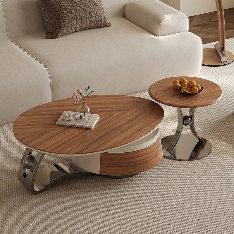 Modern creative oval solid wood coffee table