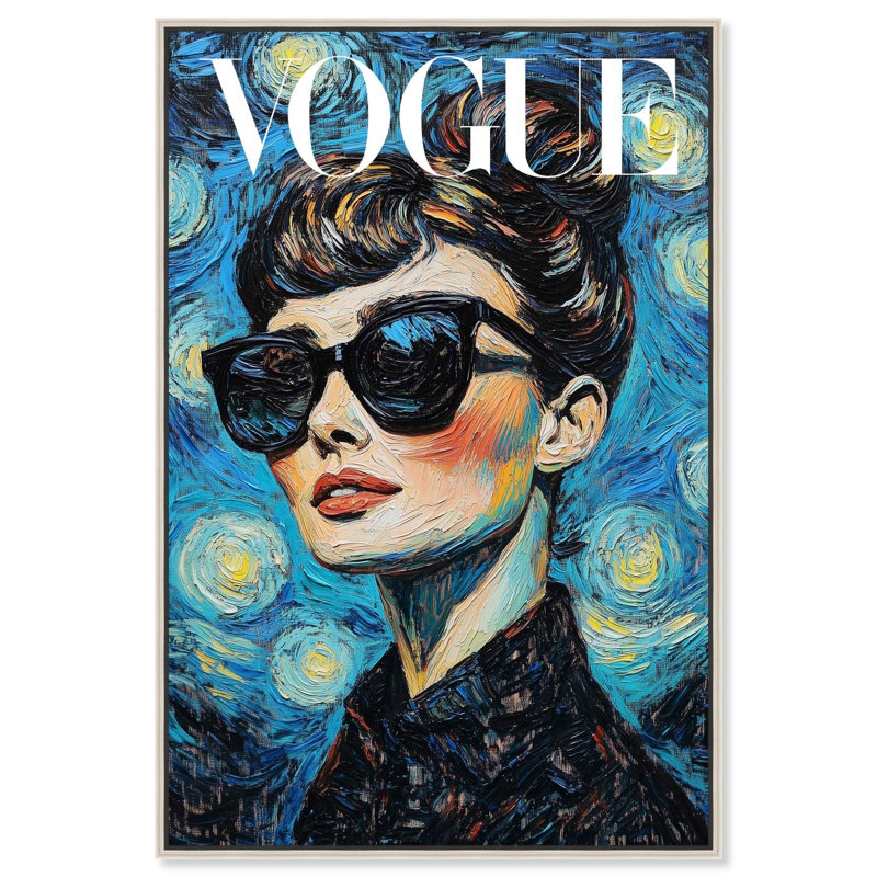 Toile Starry Night Icon par Art Remedy, Noir, H 16 po x l 11 po, Cadre flottant