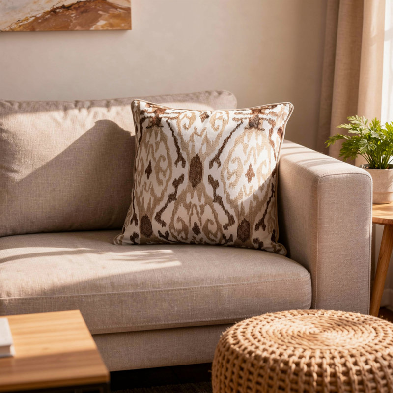 Ikat Cotton Reversible Throw Pillow