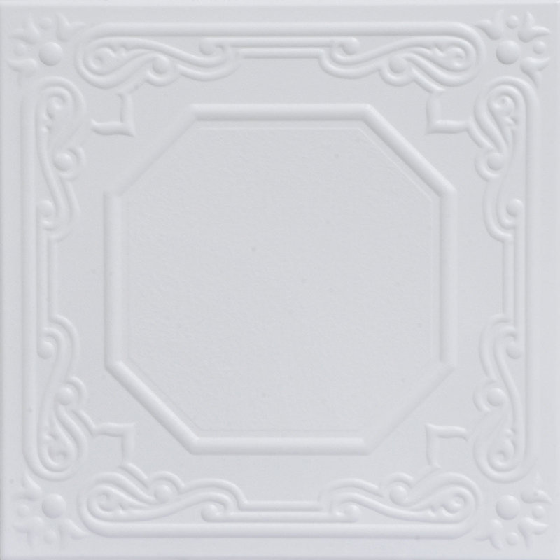 Topkapi Palace 1.6 ft. x 1.6 ft. Polystyrene Glue-up Ceiling Tile, Ultra Pure White - Satin (Behr)