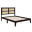 Queen Size Solid Wooden Bed With Rattan Headboard