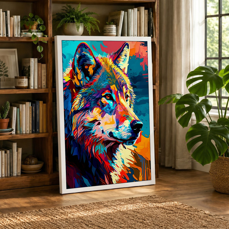 Electric Wolf Modern - Print, 24x16 - 61.0 x 40.6 cm, Taupe Border