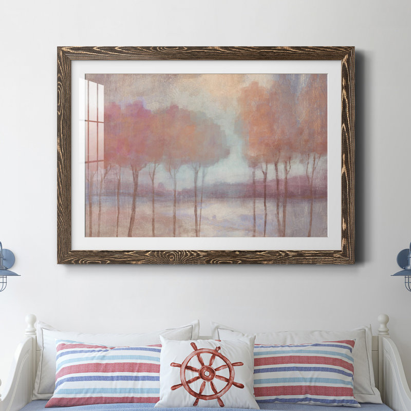 Blush Trees - Reproduction d'art graphique sur papier encadré, Papier, cadre noyer, H 31,5 po x l 23,5 po x P 1,5 po
