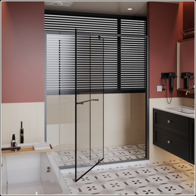 Pivot Shower Door, 1/4 Inch Thick Clear Tempered Glass Swing Shower Door With Stainless Steel Handle