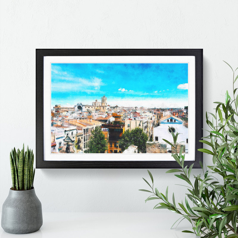 View of Tarragona in Spain - Picture Frame Painting Print, 24cm H x 33cm W x 2cm D, Black Framed