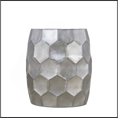 Modern Contemporary Aluminum Material 21" Height End Table, Side Table With Glossy Diamond-Patterned Base