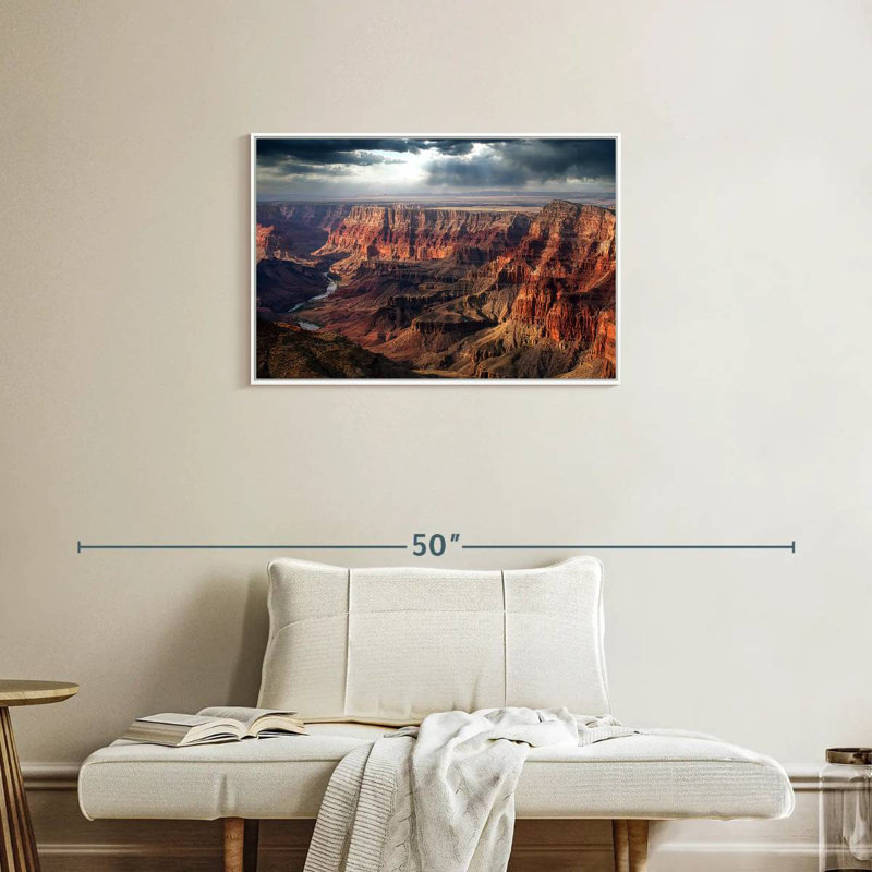 Grand canyon nuageux, Cadre flottant blanc, 31 po x 21 po