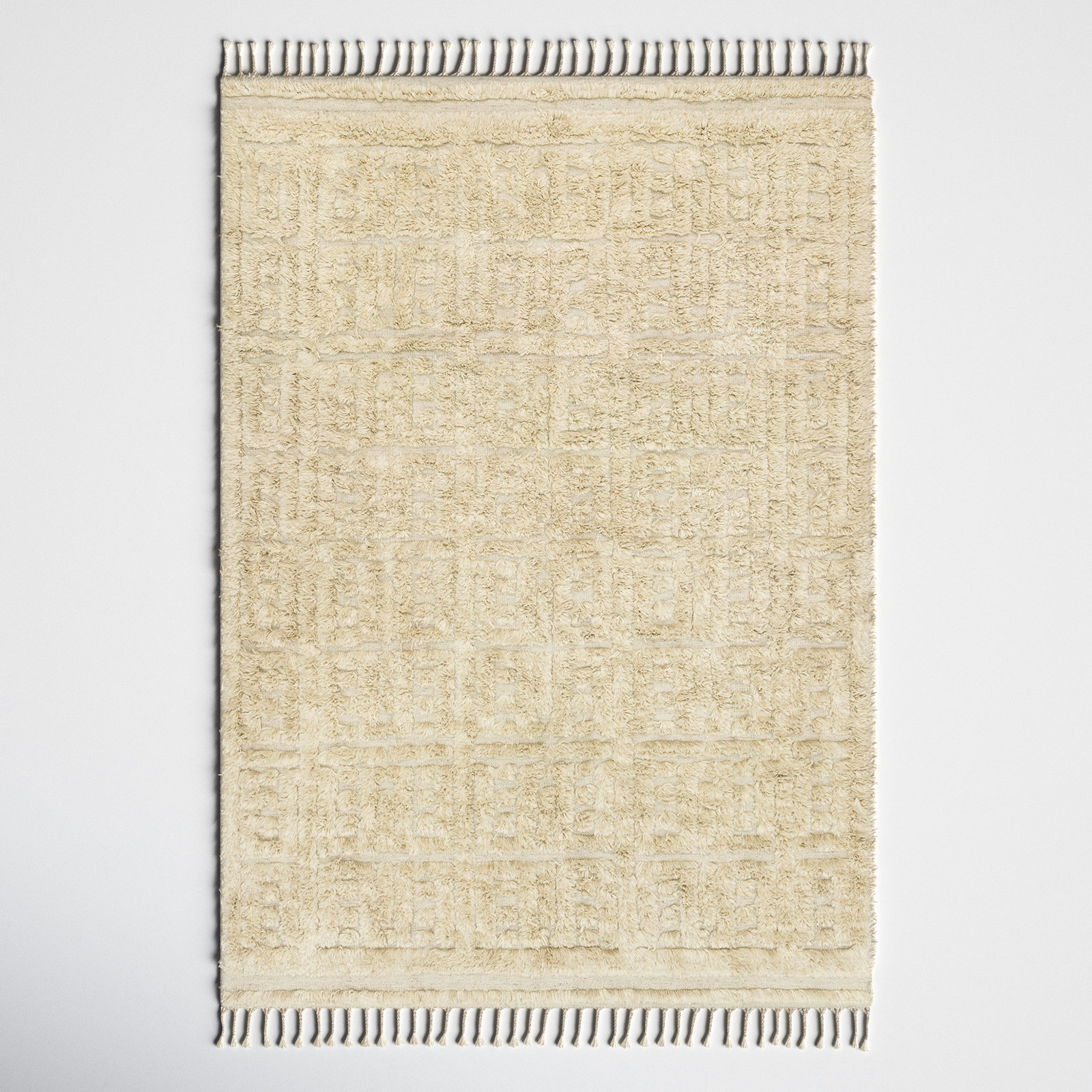 Michaela Beige Hand-Knotted Geometric Rug, Rectangle 9'6" x 13'6"