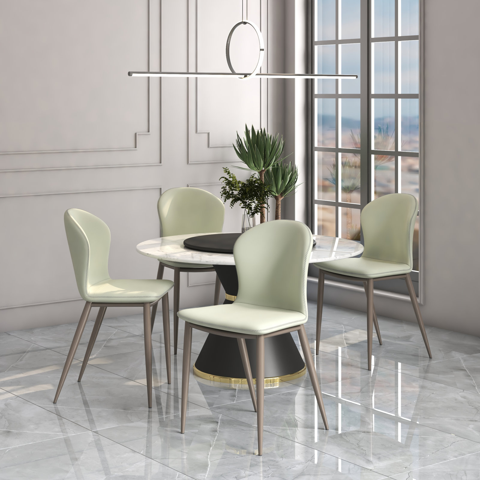 Steves Fabric Metal Side Chair Dining Chair, Gray, Set of 2