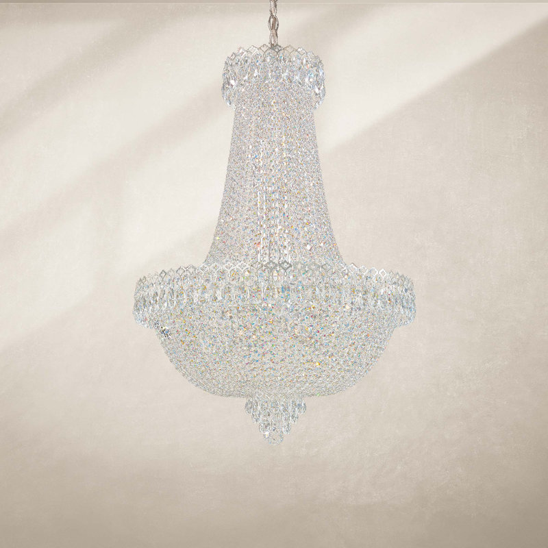Camelot 22 Light 24in x 36in Pendant in Silver with Clear Optic Crystals, Polished Gold