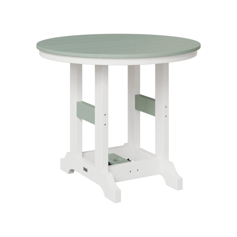 Garden Classic Outdoor Round Table, Seafoam/White, 30.87" H x 38" W x 38" D