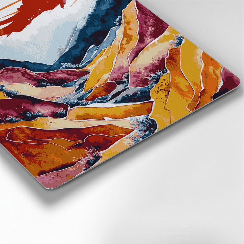 Aquarelle paysage 41, art mural en métal rouge, H 12 po x l 12 po
