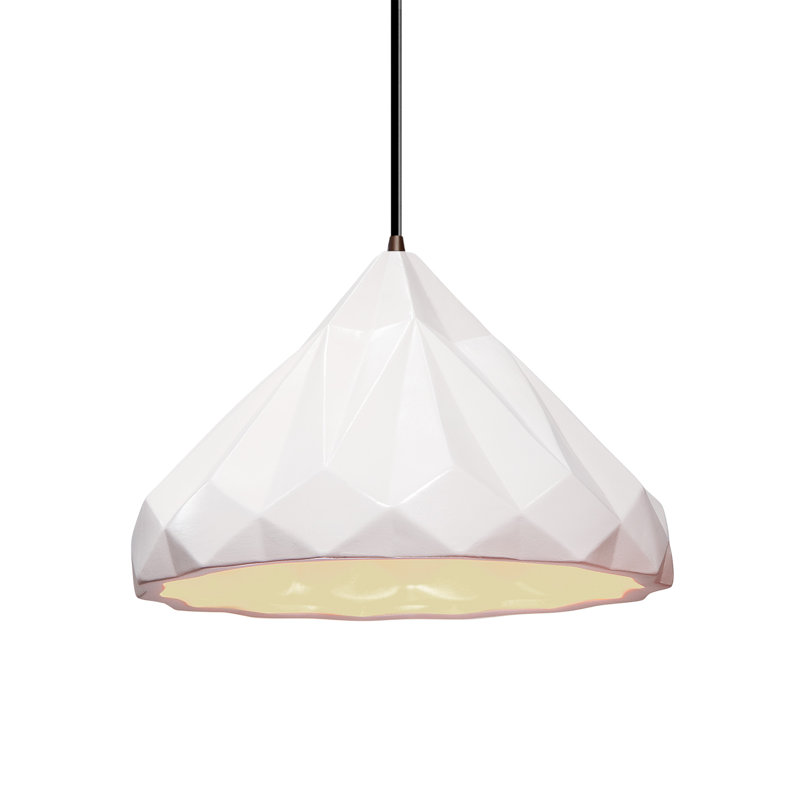 Luminaire suspendu géométrique 1 lumière Cattier, Bronze foncé, Blanc brillant