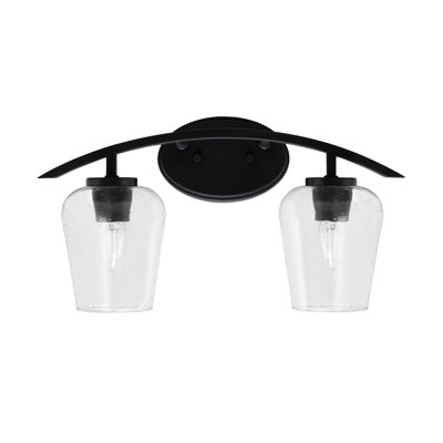 Kurve 2 Light Bath Bar With 5" Clear Bubble Glass