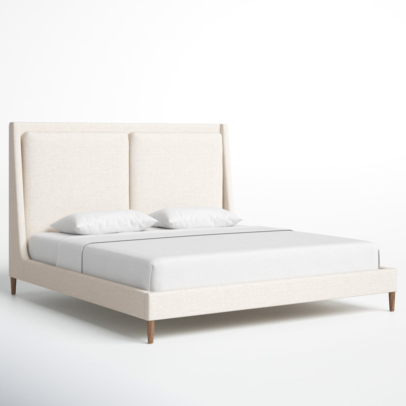 Dover Crescent King-Size Bed with Upholstered Linen Headboard