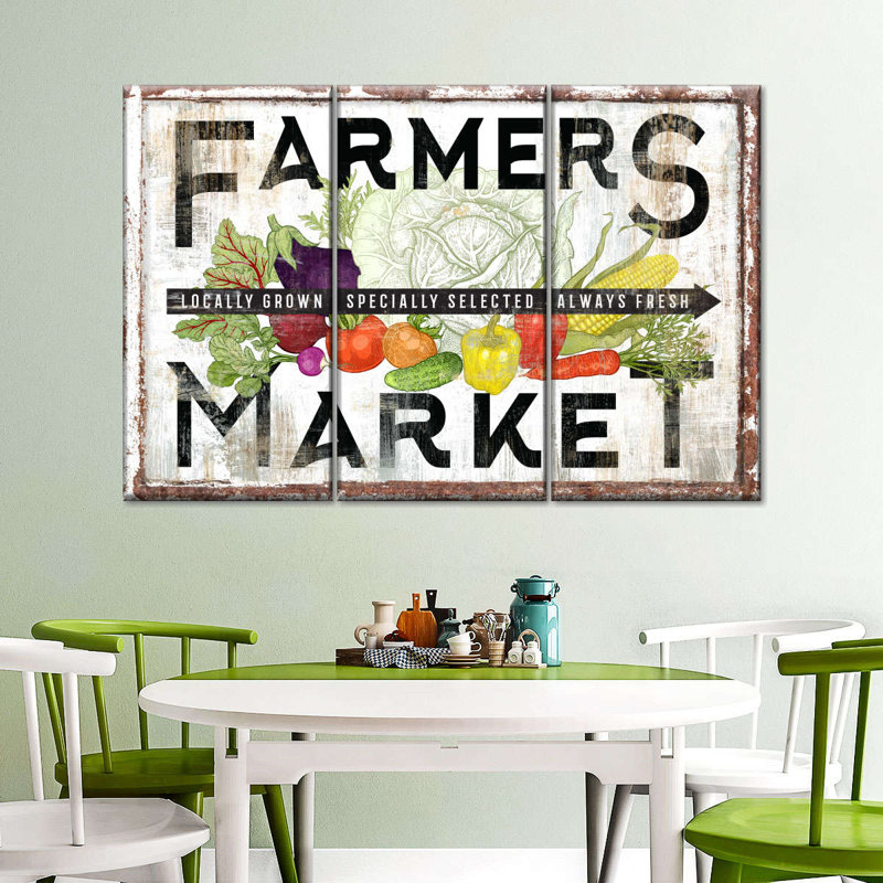 " Farmers Market Sign " by Charles B 3 - Pieces, 38" H x 24" W x 1.25" D
