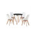Christy 4 Person Dining set - a Round Plastic Dining Table with Wooden Legs and a Set of 4 Faux Leather Cushion Padded Dining Chairs for Dining Room - Modern Dining Table Set