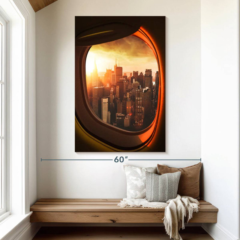 Aime Manhattan depuis une fenêtre d'avion, H 51 po x l 34 po
