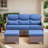 Deb 70.9" W Wicker Sofa with 6" D Cushions and Ottomans-1303136315-1303136314