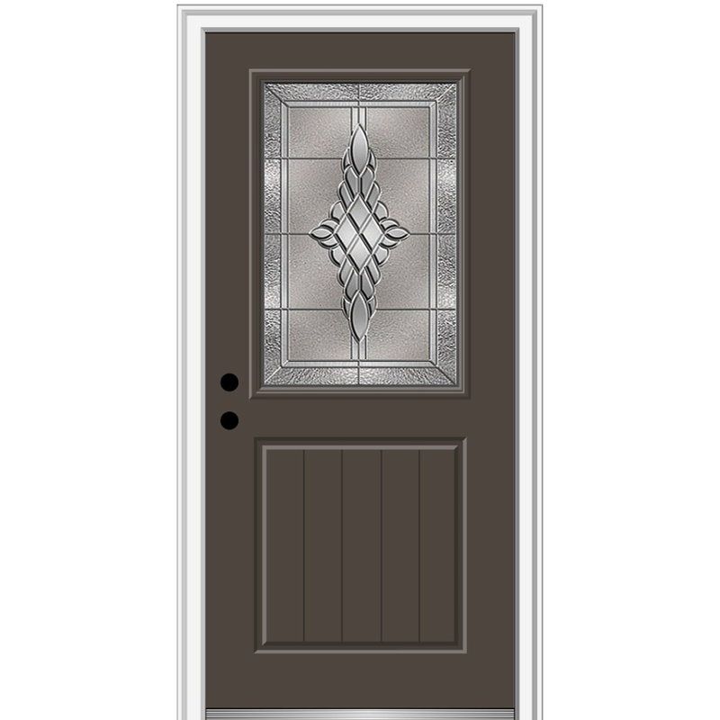 Porte d'entrée pré-montée en panneau de fibre de verre 1/2 panneau Grace Grace, H 80 po x l 32 po x P 1,75po