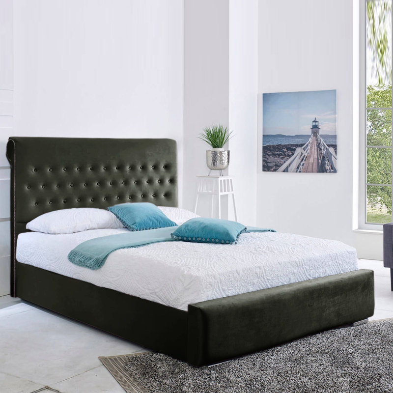 Ayvrie Upholstered Bed, Double, Asphalt