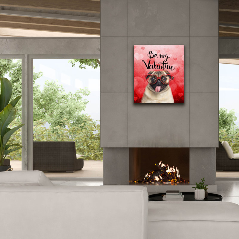  «Valentine Pug 2» par John Hovenstine, art mural sur toile, 26 po x 30 po, H 30 po x l 26 po