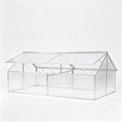 Aluminum Frame Mini Greenhouse with Polycarbonate Panels, Portable Walk-in Cold Frame Plant Shelter, Outdoor Insulated Sunroom for Seedlings, Silver