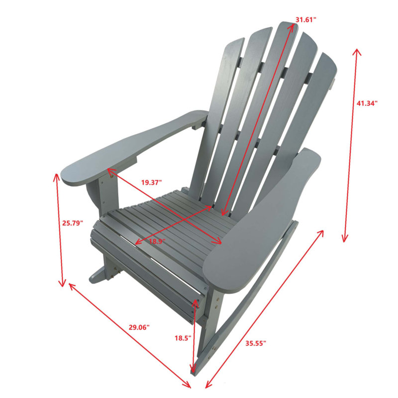 Reclining Wooden Outdoor Rocking Adirondack Chair