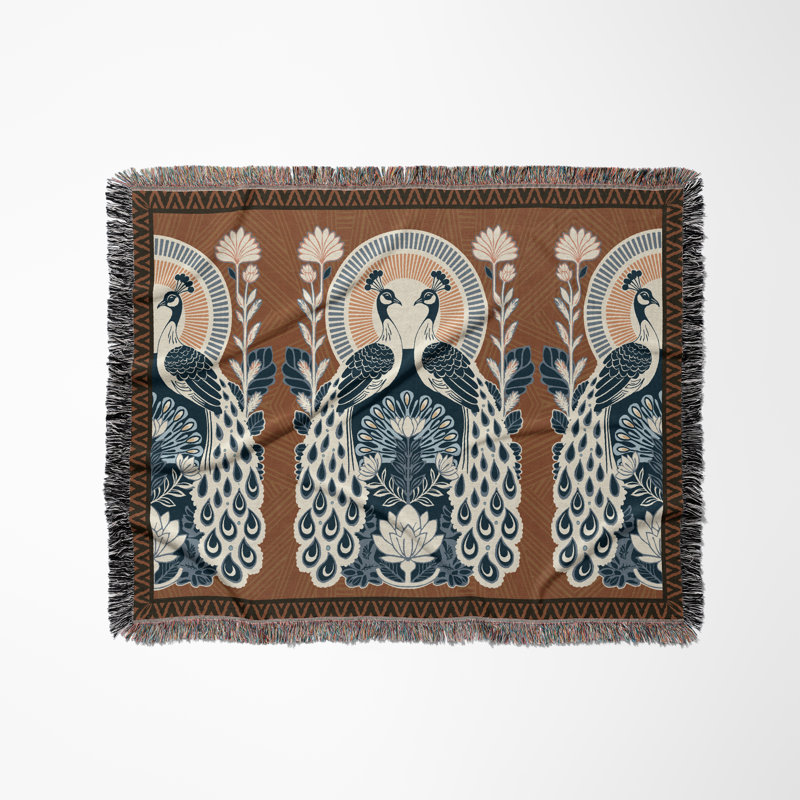 Jeté en mélange de coton Piya Peacock, Orange brûlé, L 70 po x l 50 po