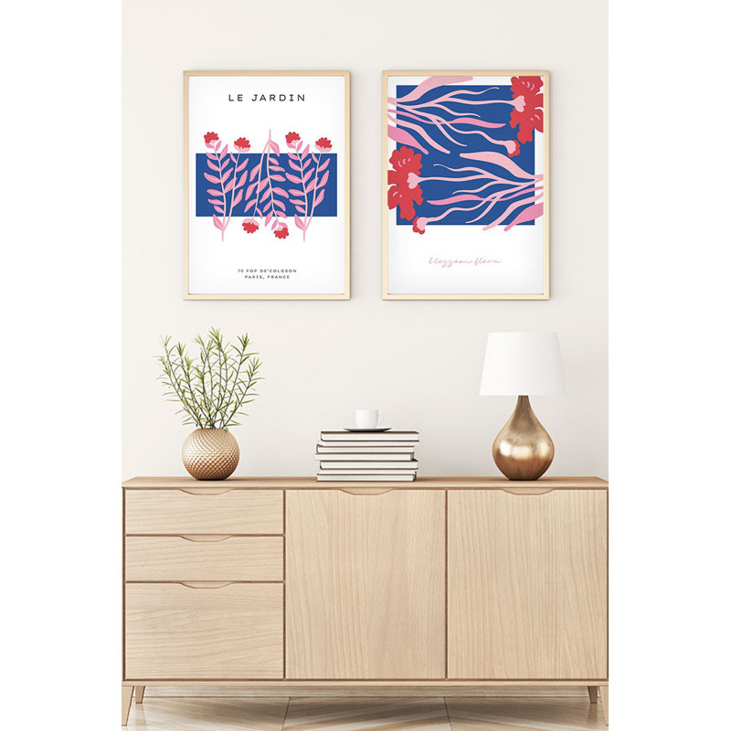 Élégantes peintures décoratives en panneau de fibres à densité moyenne (2 pièces) de 13,8 po x 19,7 po chacune | 100% panneau de fibres à densité moyenne avec une épaisseur de 0,1 pouce, cadre en bois massif à 100% avec une épaisseur de 1,0 pouce | Parfait pour le salon, la chambre à coucher et le bureau