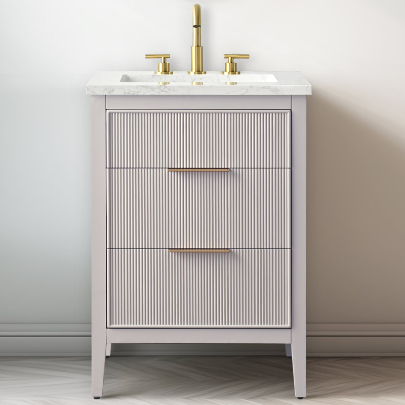 Bilroy 24'' Single Bathroom Vanity with Engineered Stone Top, Taupe