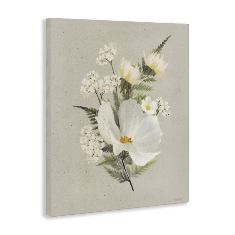 Papier fleurs blanches, conception par House Fenway, H 40 po x l 30 po