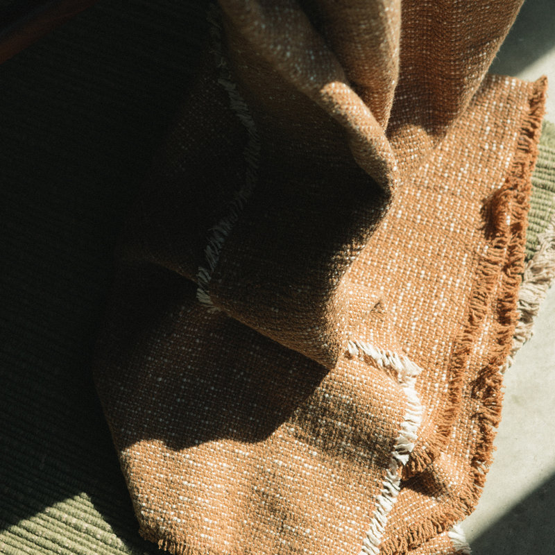 Hand Loomed Throw Blanket, Ochre