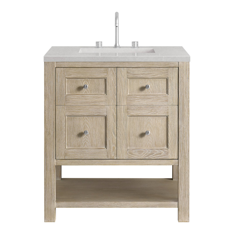 Breckenridge 30'' W Single Vanity, Carrara White, Whitewashed Oak, 8" Widespread