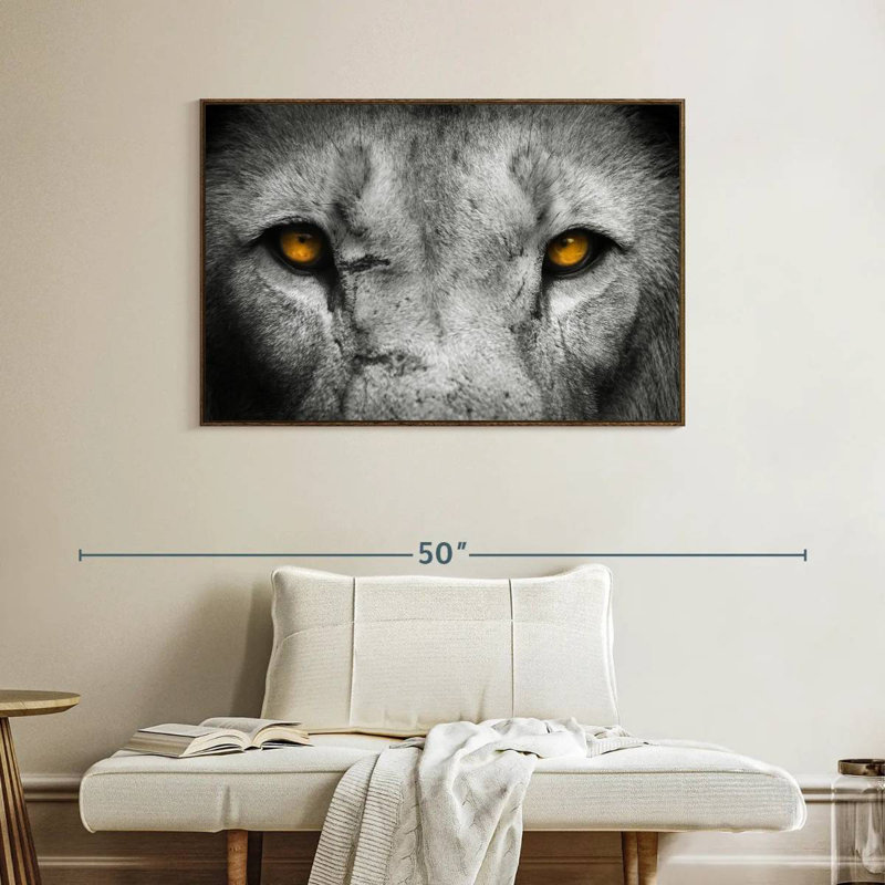 Pop aux yeux de lion, Cadre flottant en noyer, 40 po x 27 po