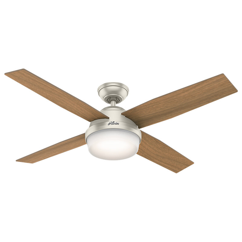 52'' Matte Nickel Ceiling Fan with LED Light and Remote