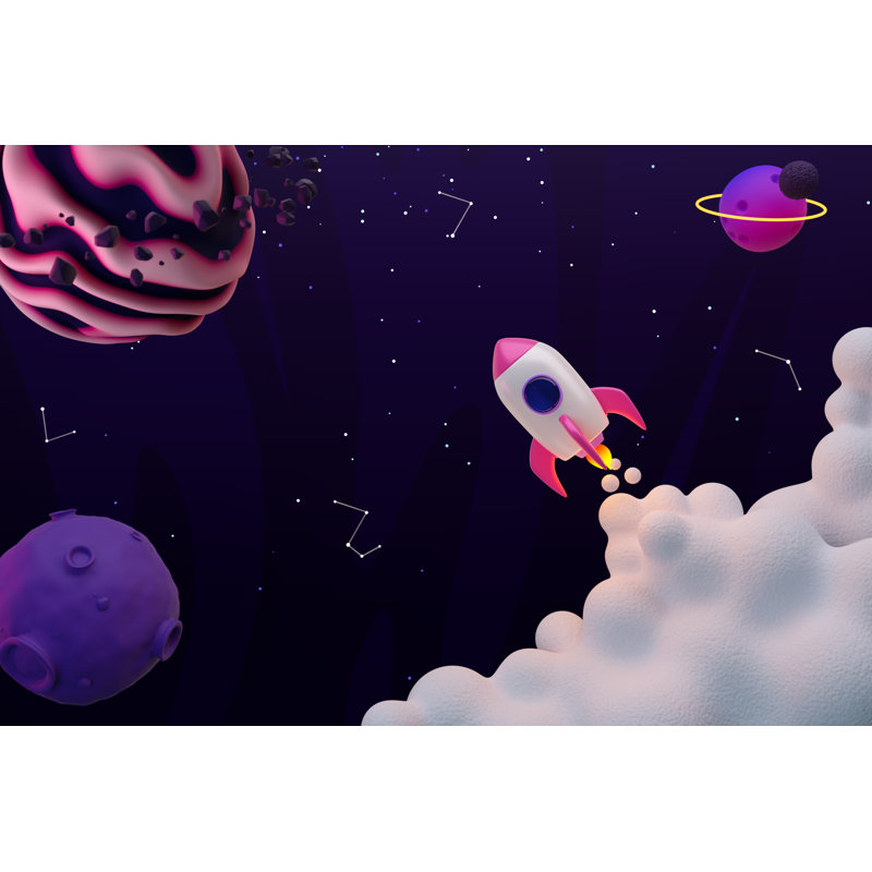 Planets And Stars - Wrapped Canvas Print, 61cm H x 91cm W x 3.8cm D
