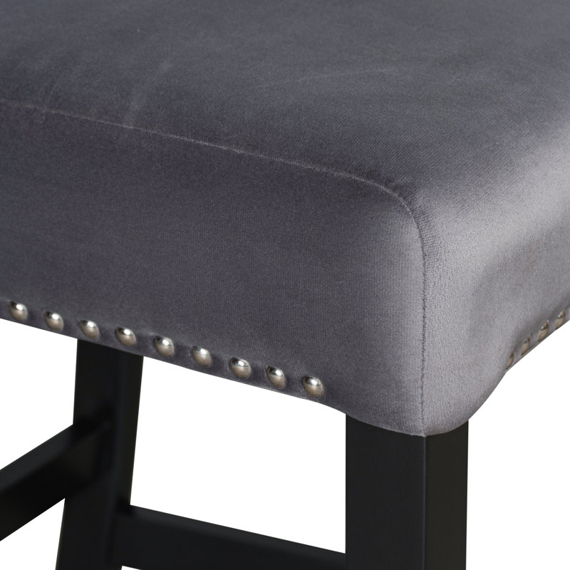 Ensemble de table de salle à manger 5 pièces à hauteur de comptoir avec une table de salle à manger en faux marbre et quatre chaises rembourrées en velours