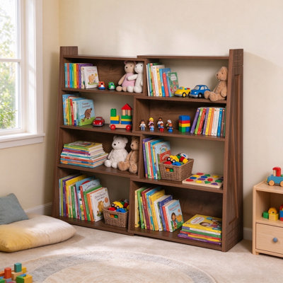 Bibliothèque de ferme asymétrique extensible, bibliothèque ouverte autoportante pour le salon de la chambre à coucher, salle de jeux pour enfants