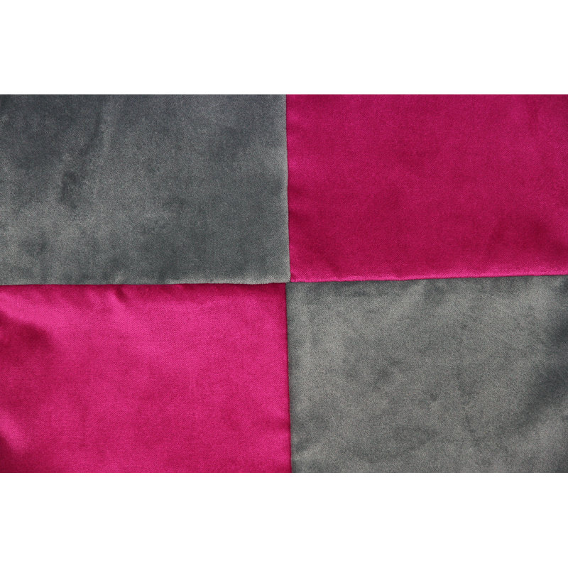 Ephialtes Patchwork Square Throw Cushion, 43 x 43cm, Fuchsia/Grey