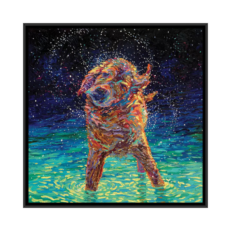 « Moonlight Swim » par Iris Scott - reproduction, Cadre noir, H 12 po x l 12 po x P 1,5 po